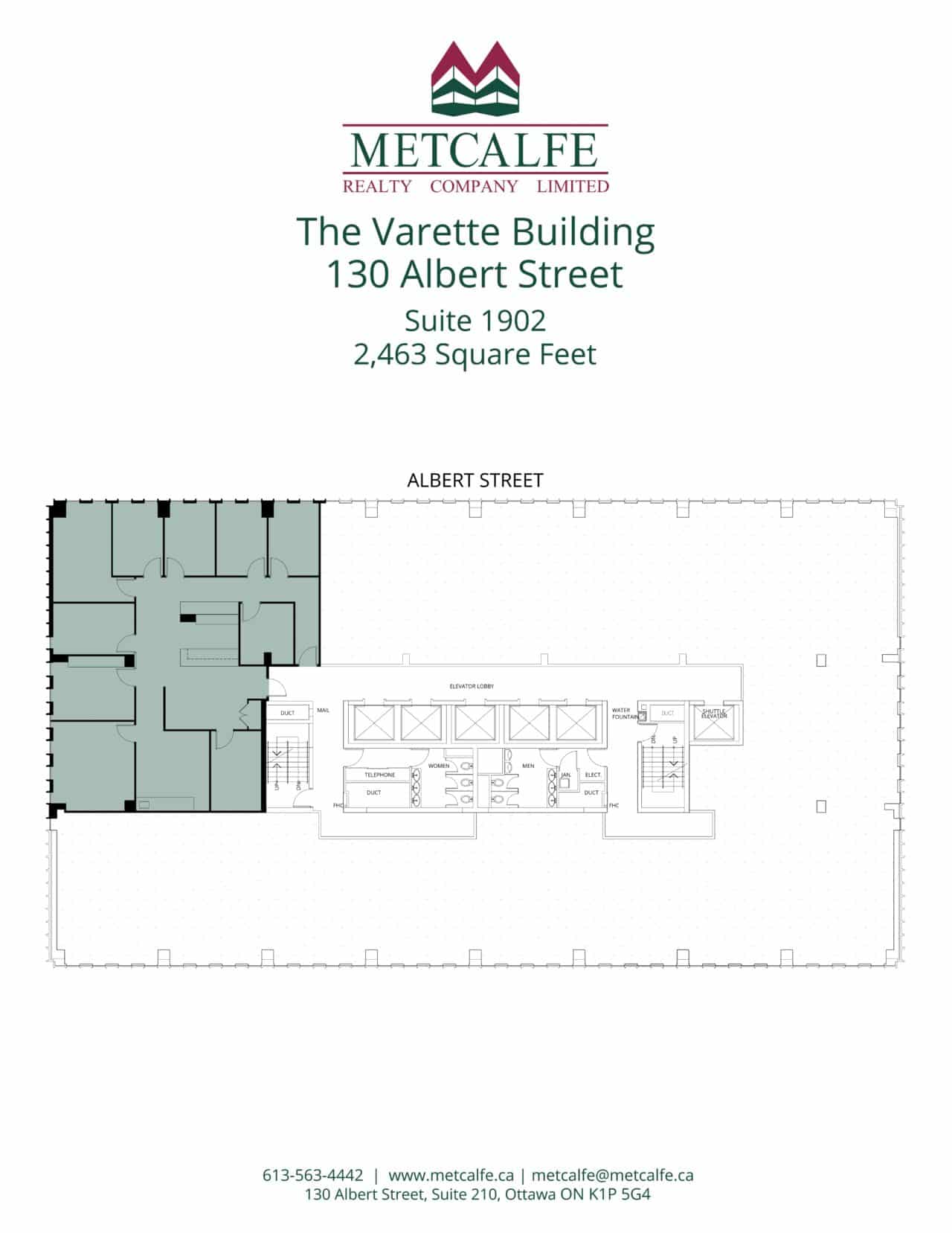 Suite 1902, 130 Albert Street Metcalfe Realty Company Limited