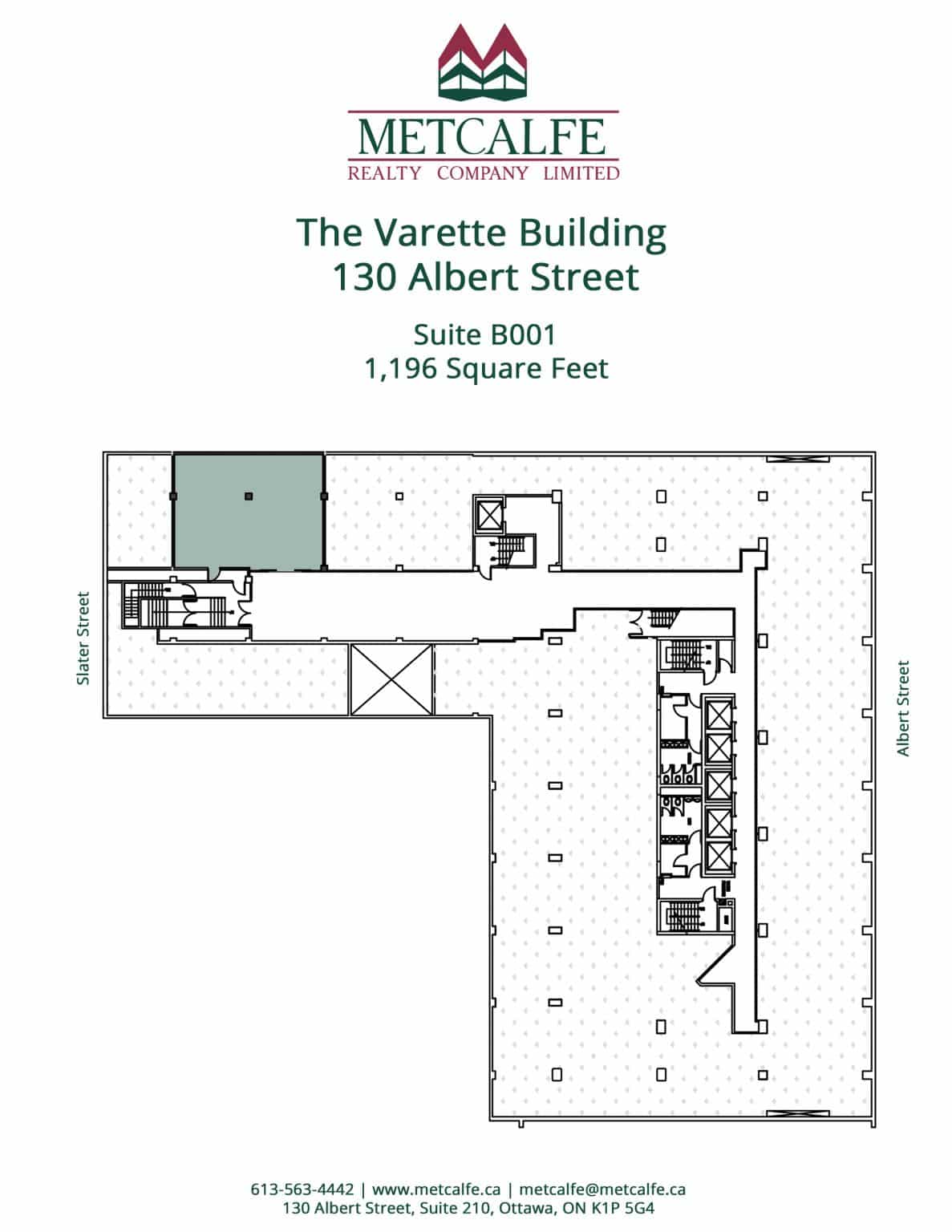 Suite B001, 130 Albert Street Metcalfe Realty Company Limited